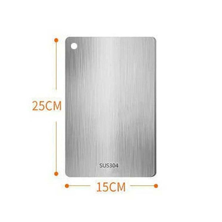 Stainless-Steel Chopping Board with dimensions labeled on a white background