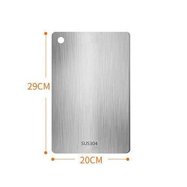 Stainless-Steel Chopping Board with dimensions labeled on a white background