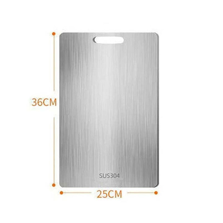 Stainless-Steel Chopping Board with dimensions labeled on a white background