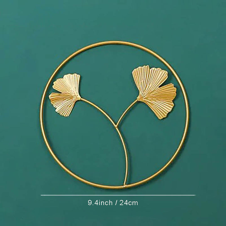 Polished metal Ginkgo leaf wall art by Nordic Essentials, measuring 9.4inch, ideal for modern home decor.ver9