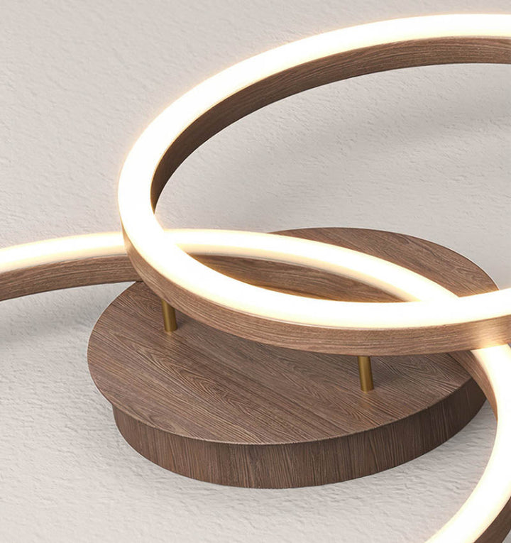Close-Up of RINGE Ceiling Light's Artistic Multi-Ring Design – Detailed view of the geometric multi-ring structure showcasing the modern aesthetic and high-quality craftsmanship of the RINGE LED ceiling light.