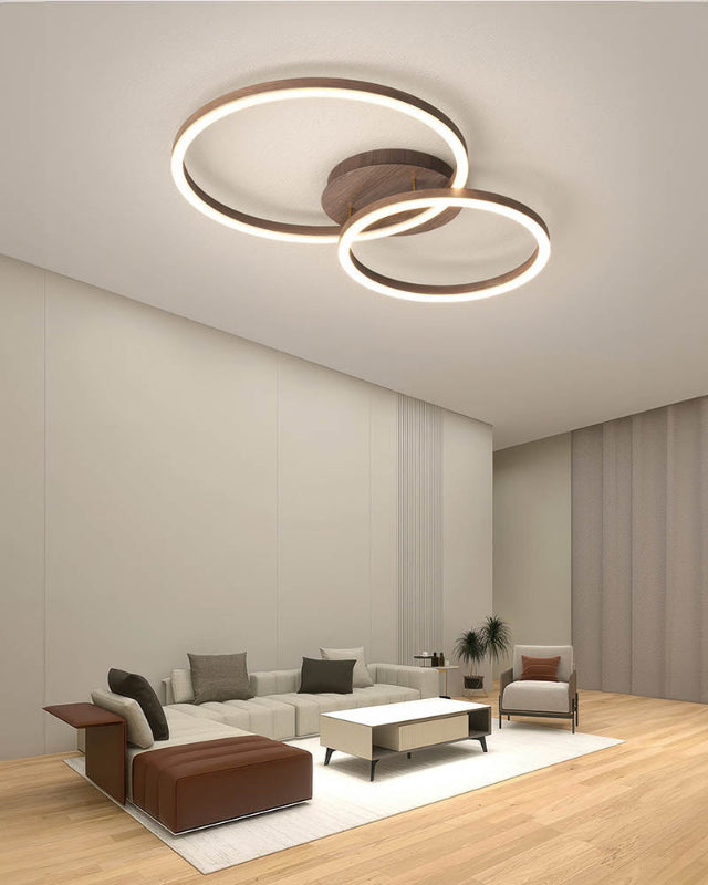 RINGE Nordic Multi-Ring LED Ceiling Light in Gold Finish – Modern multi-ring chandelier with energy-efficient LED lights, featuring a luxurious gold finish, ideal for contemporary living rooms and bedrooms. Variant4