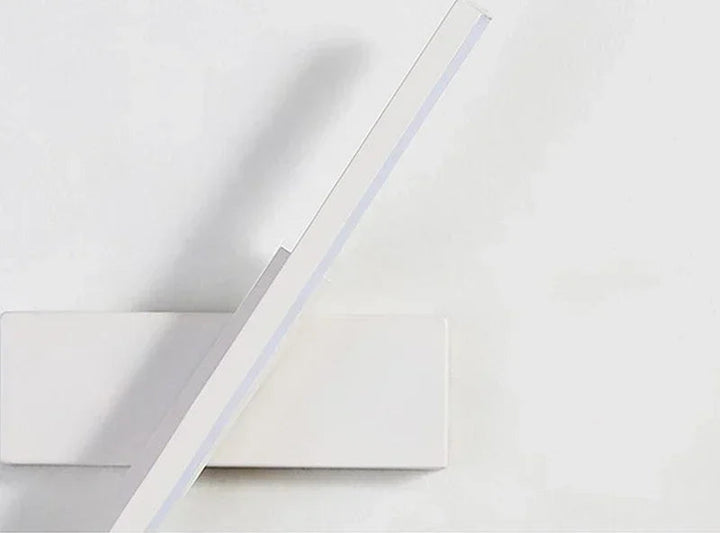 Close-up of a white rotatable led wall light on gray background