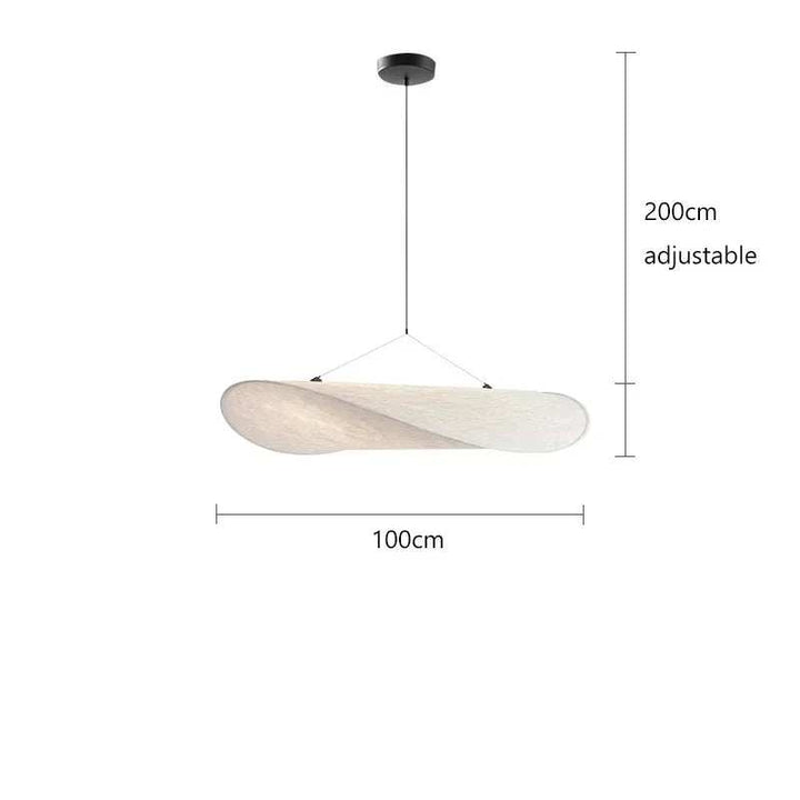 SILKA Wabi Sabi Silk Pendant Light in 100cm size, dimmable LED chandelier with adjustable 200cm hanging cord.