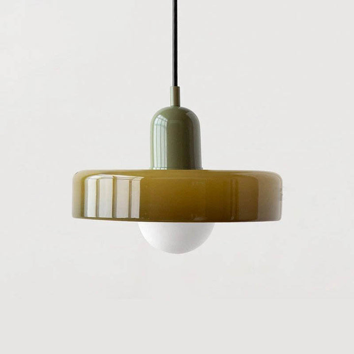 SLIK modern Nordic pendant light, olive green LED glass shade design with white bulb