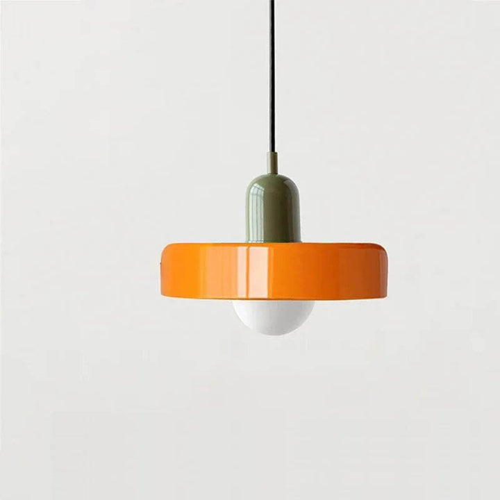 SLIK modern Nordic pendant light, orange and dark green LED glass shade design
