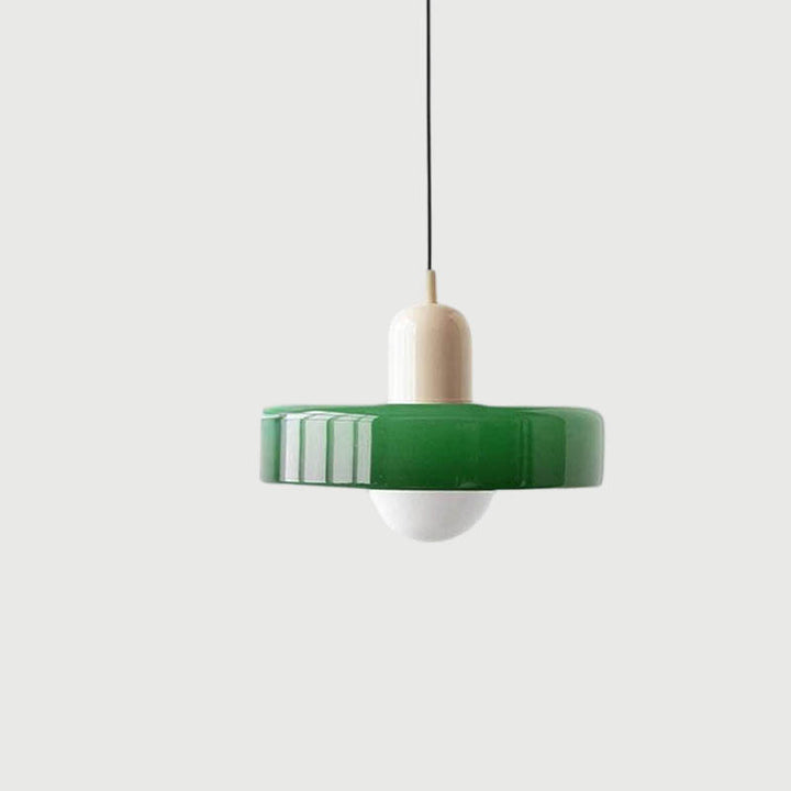 SLIK modern Nordic pendant light, green and cream LED glass shade design