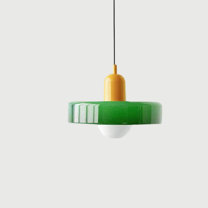 SLIK modern Nordic pendant light, green and yellow LED glass shade design