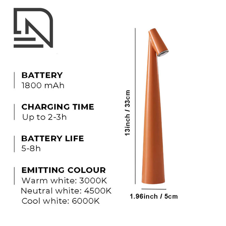 SMA Nordic cordless table lamp with dimmable LED, modern minimalist design, and USB rechargeable battery for versatile ambient lighting.