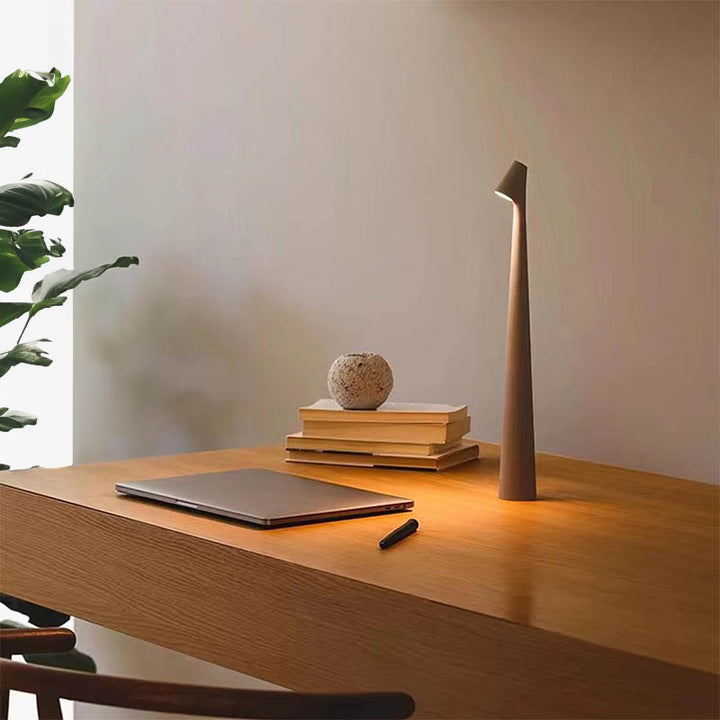 SMA Nordic cordless table lamp with dimmable LED, modern minimalist design, and USB rechargeable battery for versatile ambient lighting.