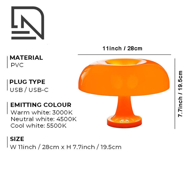 SVAMPI retro decorative table lamp with dimmable LED, cordless design, and a stylish mushroom-shaped silhouette for modern home decor.