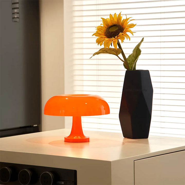 SVAMPI retro decorative table lamp with dimmable LED, cordless design, and a stylish mushroom-shaped silhouette for modern home decor.
