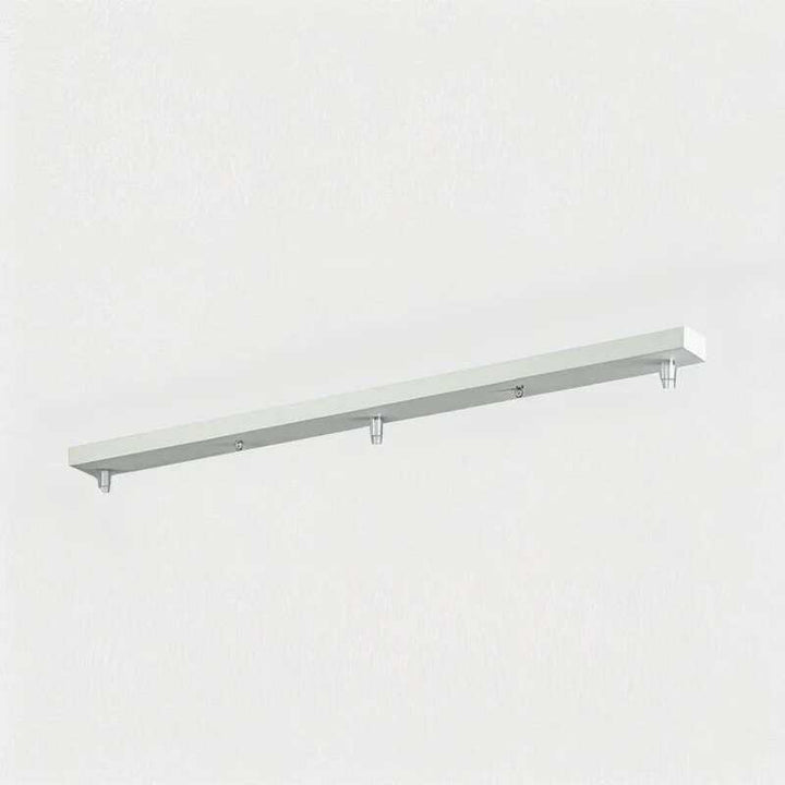 Long rectangular white ceiling mount for three pendant lights