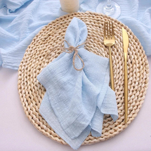 10-Pack Blue Cloth Napkins, 30x30cm Cotton Gauze Wedding Napkins for Parties and Events-1