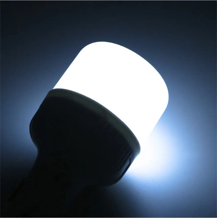 Glowing USB rechargeable LED camping lamp, bright portable light for night hiking or camping
