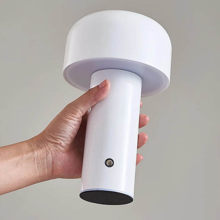 White Cordless Mushroom Lamp USB Rechargeable for uk homes, gardens and camp sites