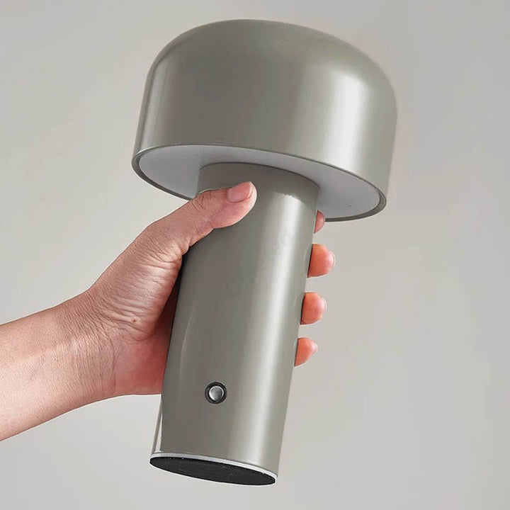 Grey Cordless Mushroom Lamp USB Rechargeable for uk homes, gardens and camp sites