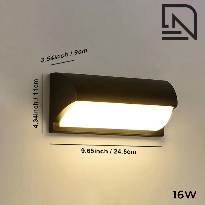 Black outdoor LED 16W Motion Sensor Wall Light