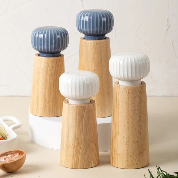 Nordic Wooden Salt & Pepper Grinder – Adjustable Manual Mill with Ceramic Core
