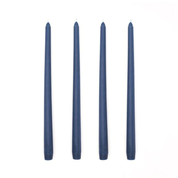 Navy blue wax taper candles set of 4, dripless smokeless for moody dining décor