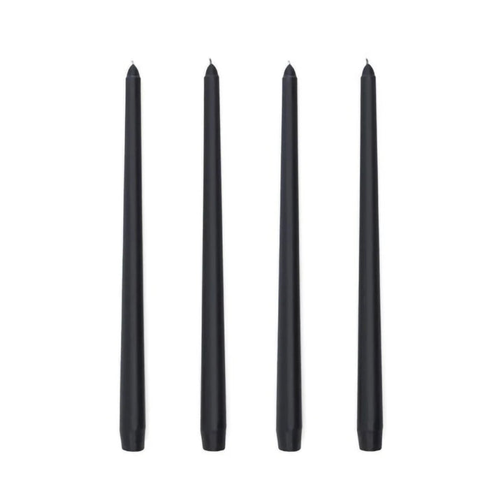 Black wax taper candles set of 4, dripless smokeless for modern dining or mantel décor