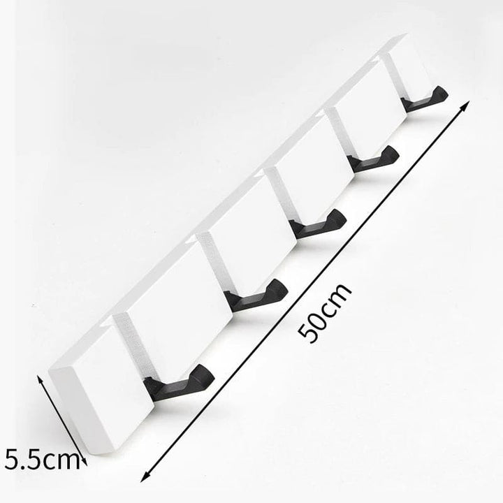 White five-hook wall rack measuring 50 cm (19.7 in) by 5.5 cm (2.2 in) for larger organising needs.